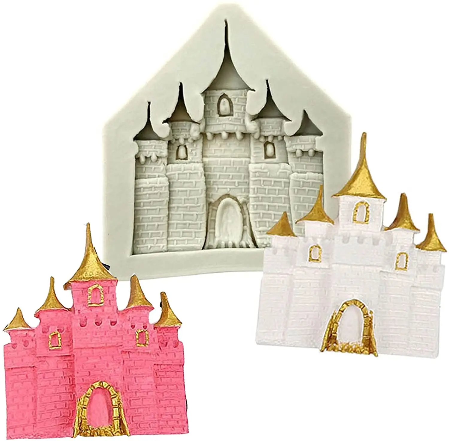 

Castle Silicone Fondant Mold Fairy Tales Chocolate Candy Sugar Craft Paste Mold,Wedding Cake Decoration Polymer Clay Epoxy Mold