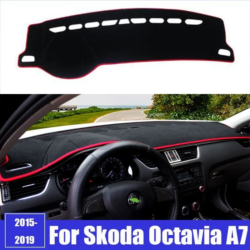 

Чехол для приборной панели автомобиля, противоскользящий Чехол Для солнцезащитной панели, ковер для Skoda Octavia A7 2015 -2019, автомобильные аксессу...