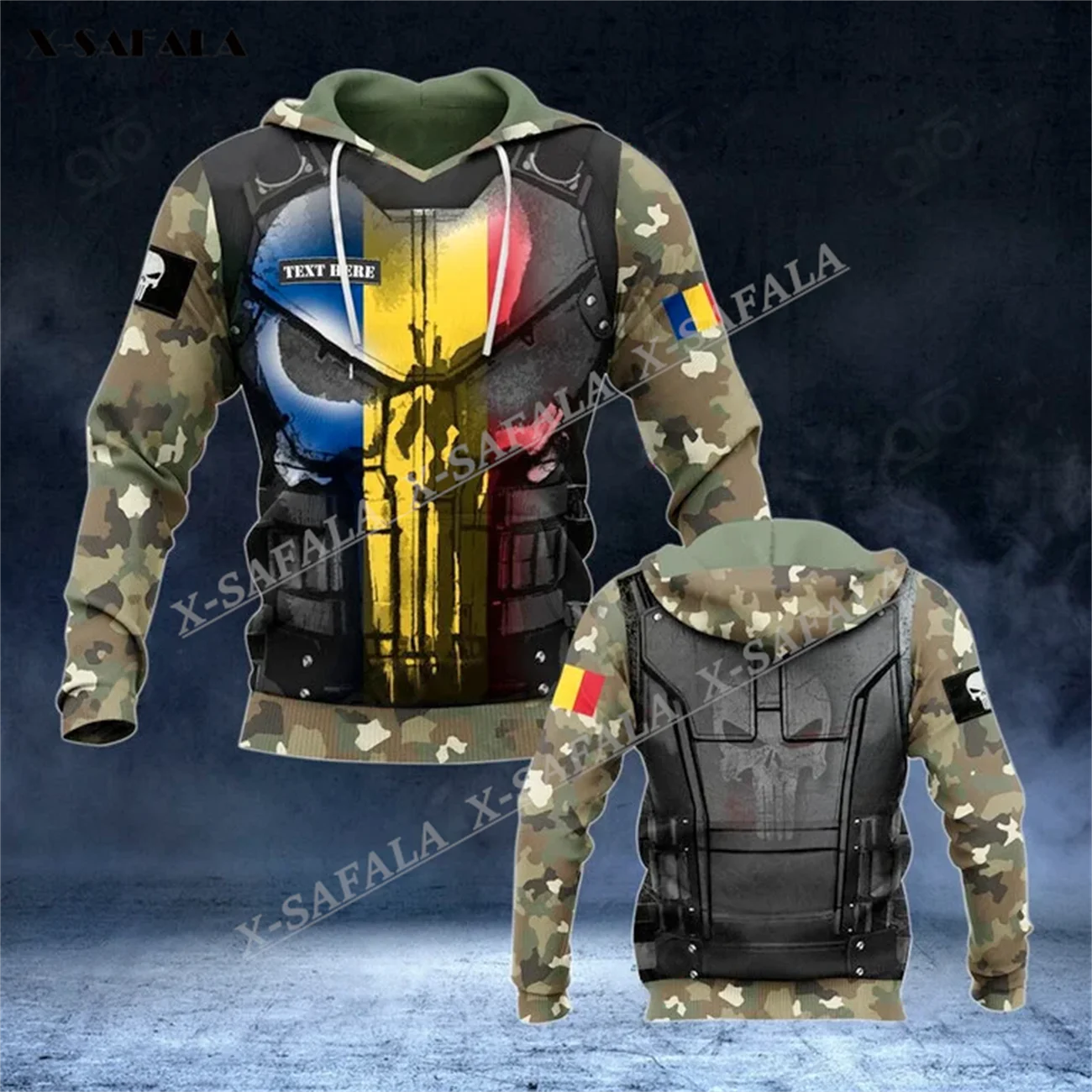 

ROMANIA Skull Armor Army Custom Name Veteran 3D Print Zipper Hoodie Men Pullover Sweatshirt Hooded Jersey Tracksuits Outwear