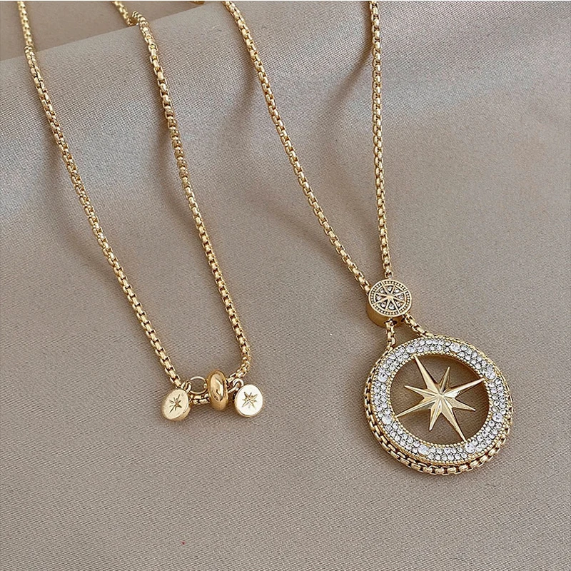 

Exquisite Korean Eight Stars Shine Diamond Necklaces For Elegant Women Long Temperament Necklaces Luxury Jewelry Accessories