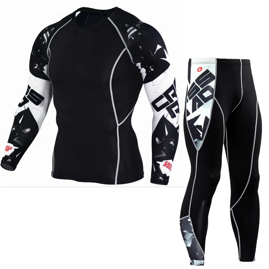 

MMA Compression Suit Men Fitness Sports Set Training Gym Sportswear Workout Jogging Suit Running Rashguard Legging Tracksuit Men