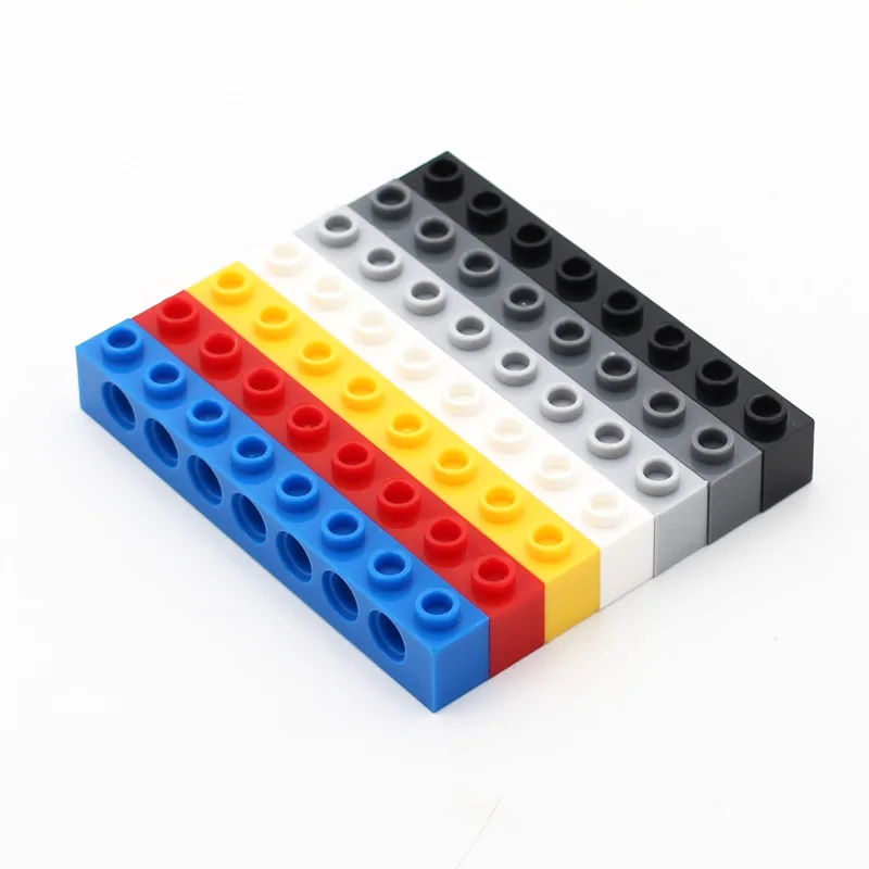 

30 pcs Technology 3702 Brick 1x8 with Hole Thick Model Building Blocks Compatible Accessories Particles Mechanical Science