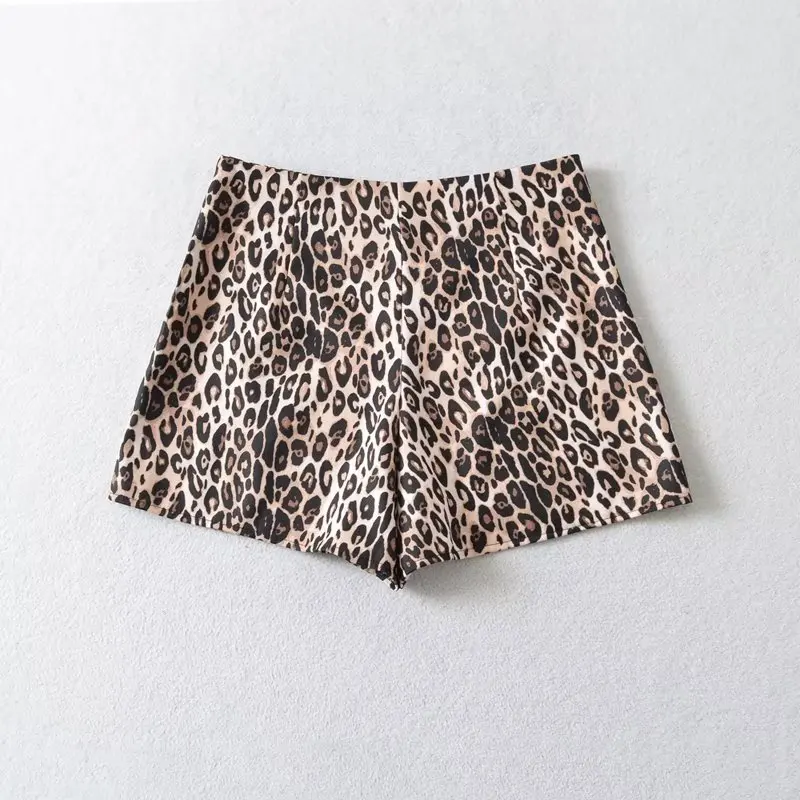 Elmsk High Street Fashion Leopard Print Shorts High Waist Casual Shorts Women Bermuda Ladies