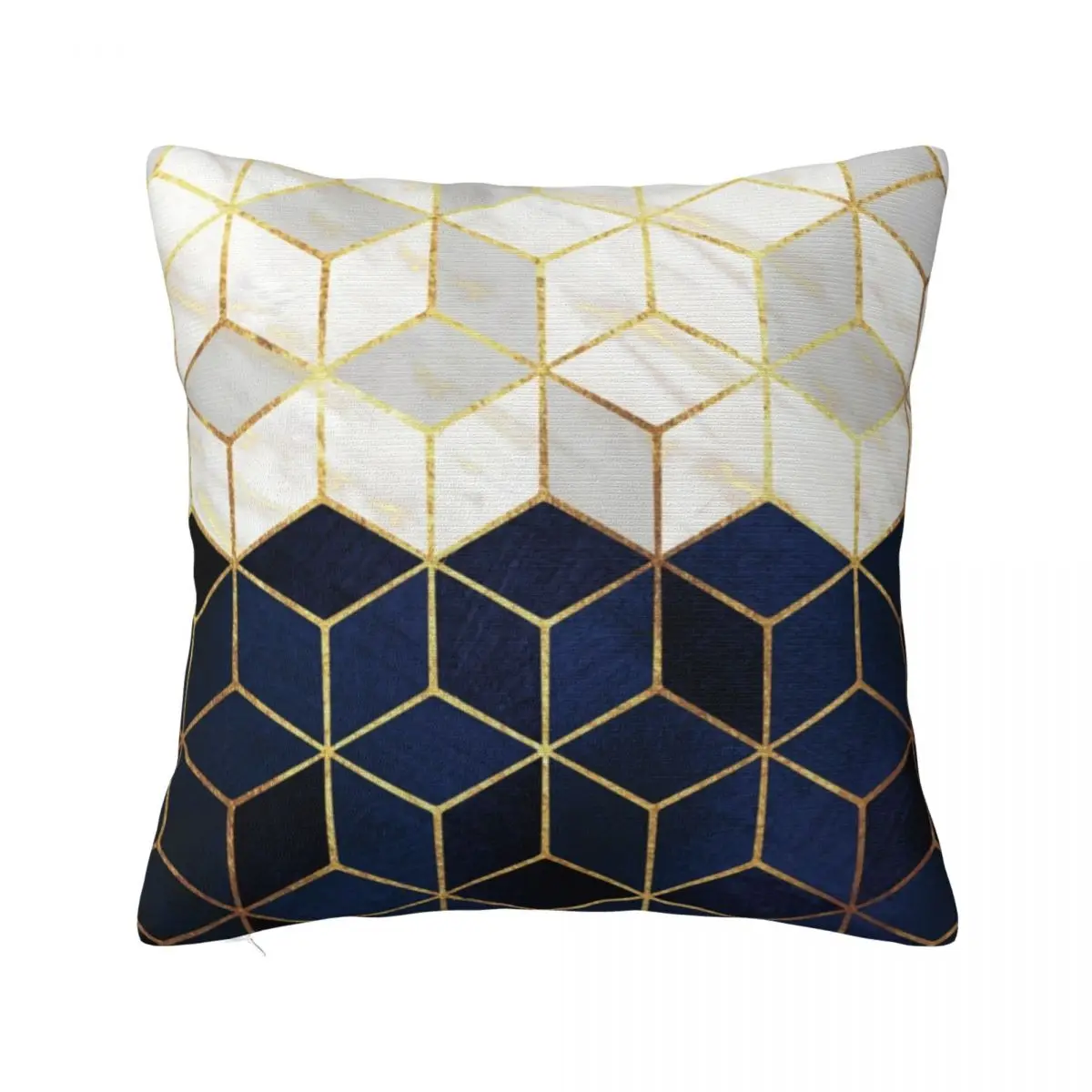 

Чехол для подушки с узором в виде белых мраморных и темно-синих кубиков, декоративный чехол для подушки в стиле геометрический Nordic, чехол дл...