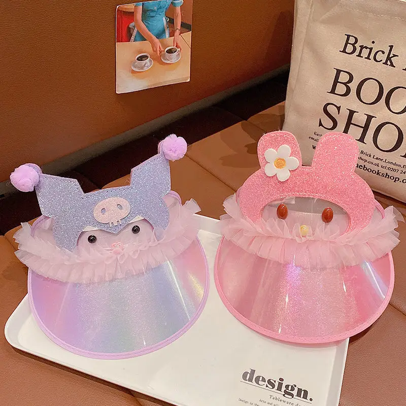 

Cartoon Sanrio Children Empty Top Hat Kuromi Accessories Cute Beauty Kawaii Anime Sun Protection Cap Sun Hat Toys for Girls Gift
