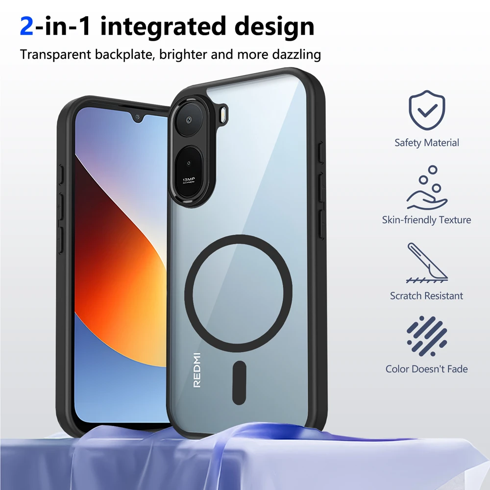 Фото Прозрачный магнитный чехол KEYSION для Redmi A7 Pro, мягкий силикон + поликарбонат, прозрачная ударопрочная задняя крышка для Xiaomi Redmi A7 Pro №2