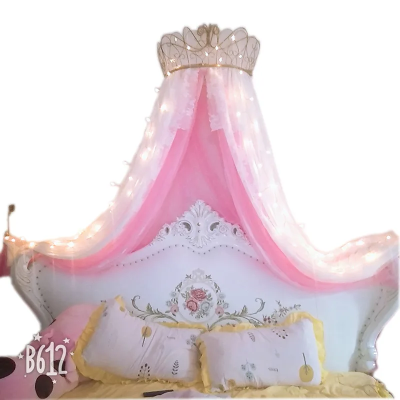 Princess Crown Mosquito Net Bed Curtain Girl Children Room Decor Bedside Yarn Net Romantic Princess Tents Bed Canopy Valance