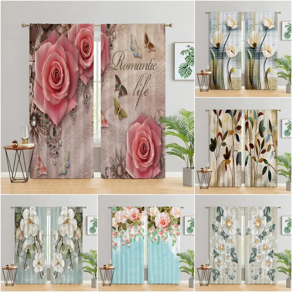 

Ramo de flores hermosas, hojas, mariposa, Цветочный декор, цифровая печать 3D, общежитие, гостиная, Вентана