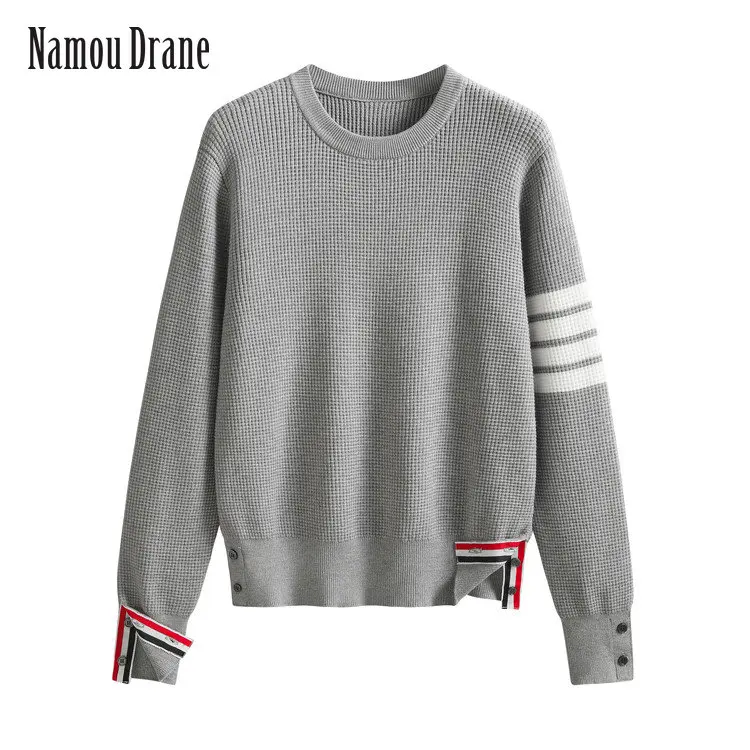 

Namou Drane New Four-bar Waffle Turtleneck Pullover Long-sleeved Sweater Blouse for Fall/Winter 2022 Loose Jumpers