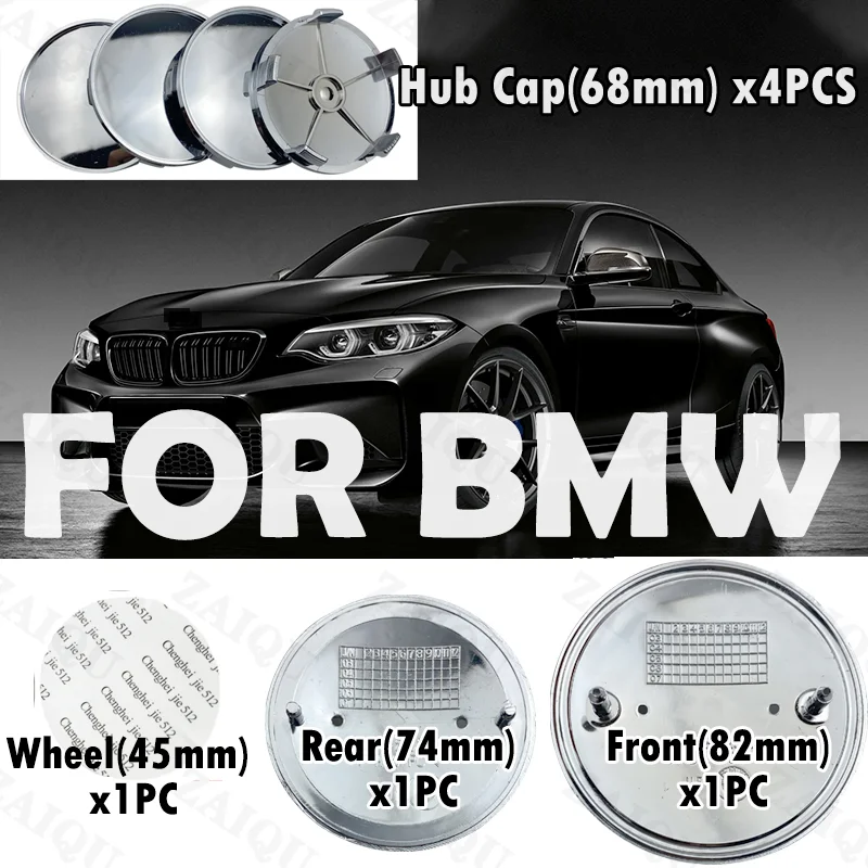 

82mm/74mm/45mm/68mm Full car emblem 7PCS SET BONNET Hood Front Rear Trunk Logo for BMW M3 M5 G30 F30 F31 E36 E39 E87 E60 E46 E91