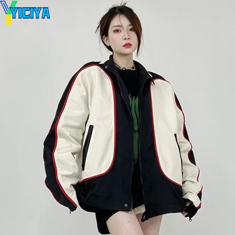 

YICIYA varsity jacket bomber women baseball Jackets unisex black racing oversize Female new y2k vintage Jacket coat winter vibe