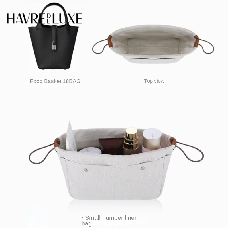 

H Home Bag Storage Liner Multipurpose Vegetable Basket Canvas Cowhide Strap Drawstring Compartment Single-purchase Accessories