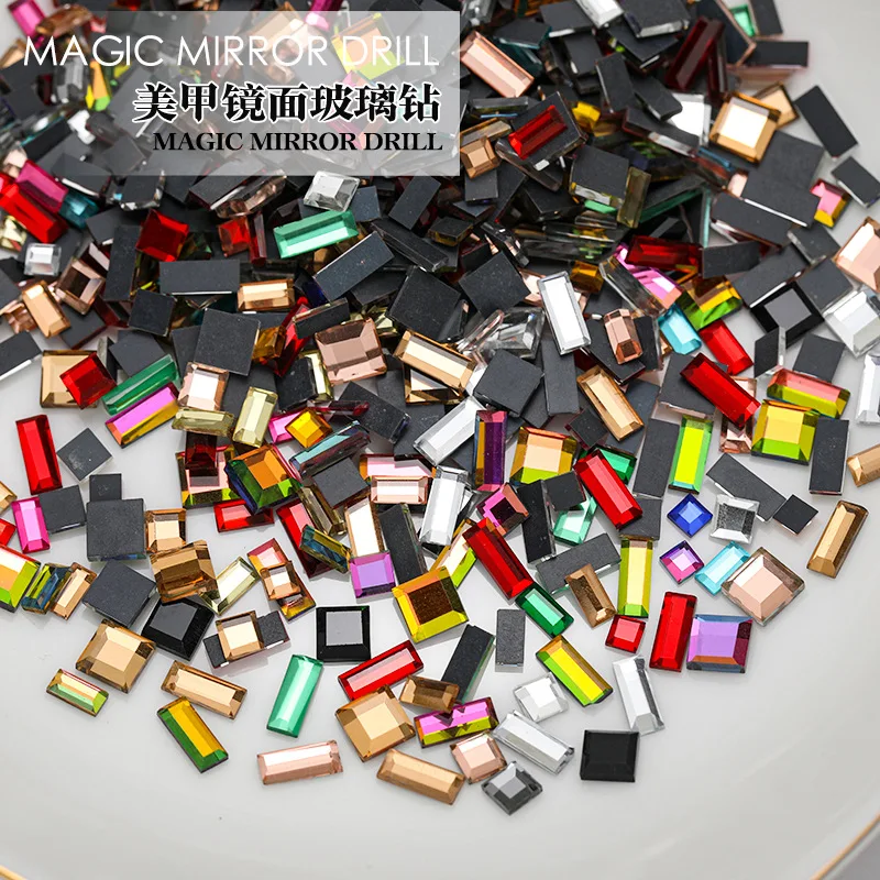 200 шт./партия прозрачные зеркальные Стразы для дизайна ногтей