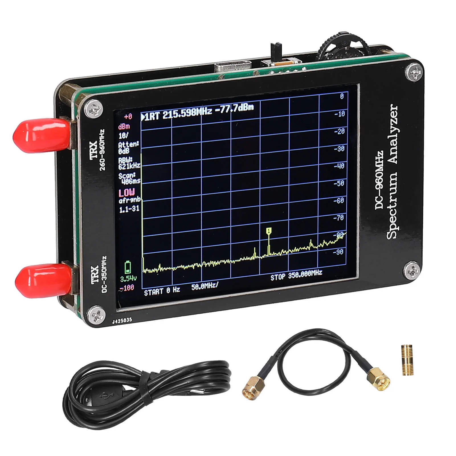 

Handheld 2.8inch USB Spectrum Analyzers with 100KHz-350MHz and 260-960MHz Two Input Frequency-Ranges 4 Operation Mode Adjustable