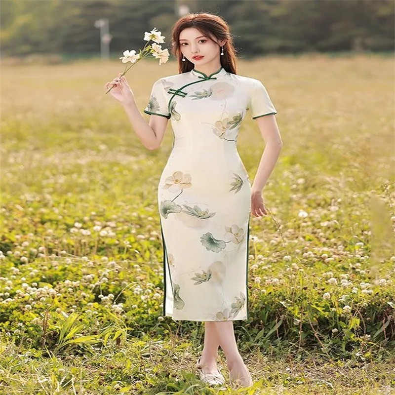 Традиционное китайское платье Qipao современная женская одежда на новый год 2024