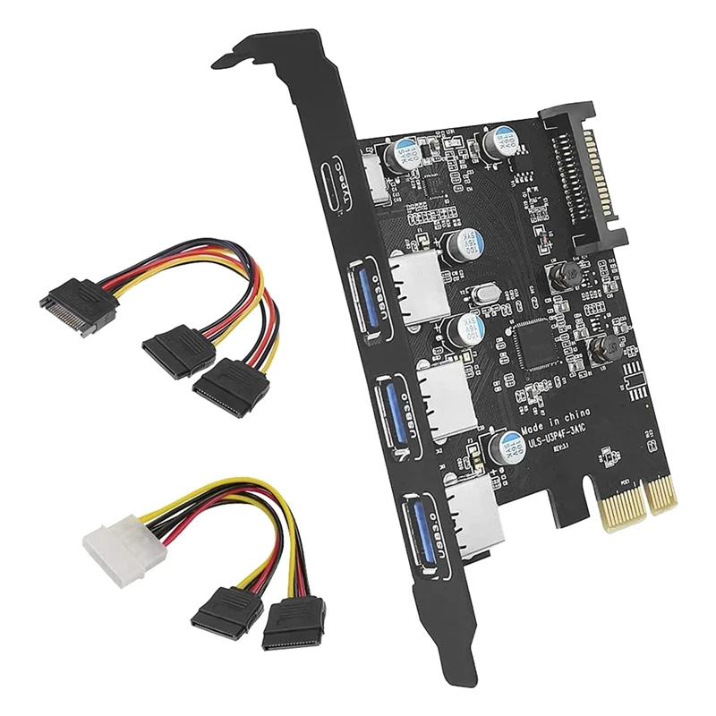 Новая карта расширения 3A1C PCI-E к USB 3 0 с 4 портами (1XUSB-C-3XUSB-A) и 15-контактным разъемом