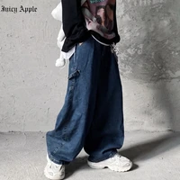 juicy apple high waist loose comfortable jeans for women wide leg pants fashion boyfriend style denim pants oversize trousers