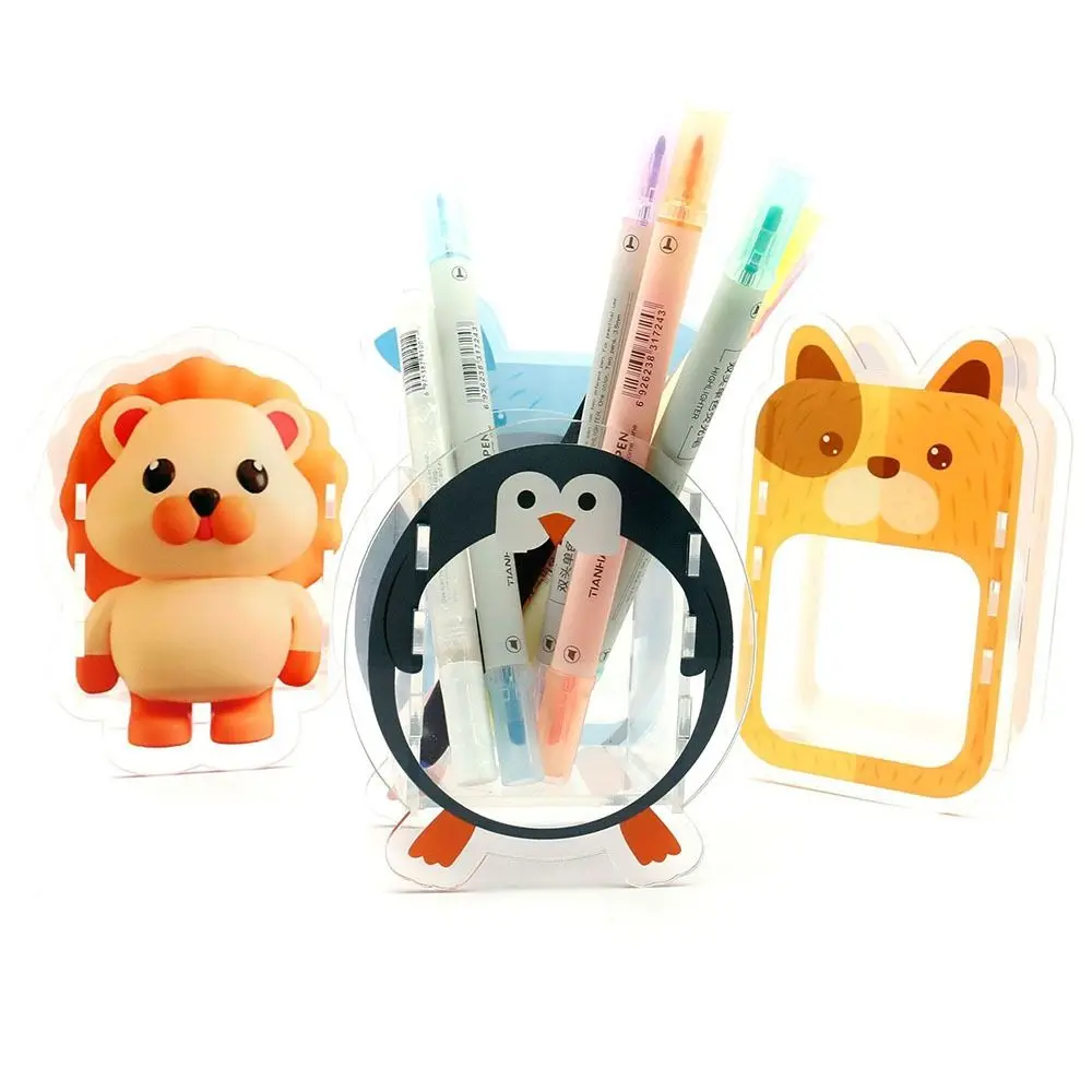 Держатель для ручек с мультяшным животным прозрачный акриловый креативный