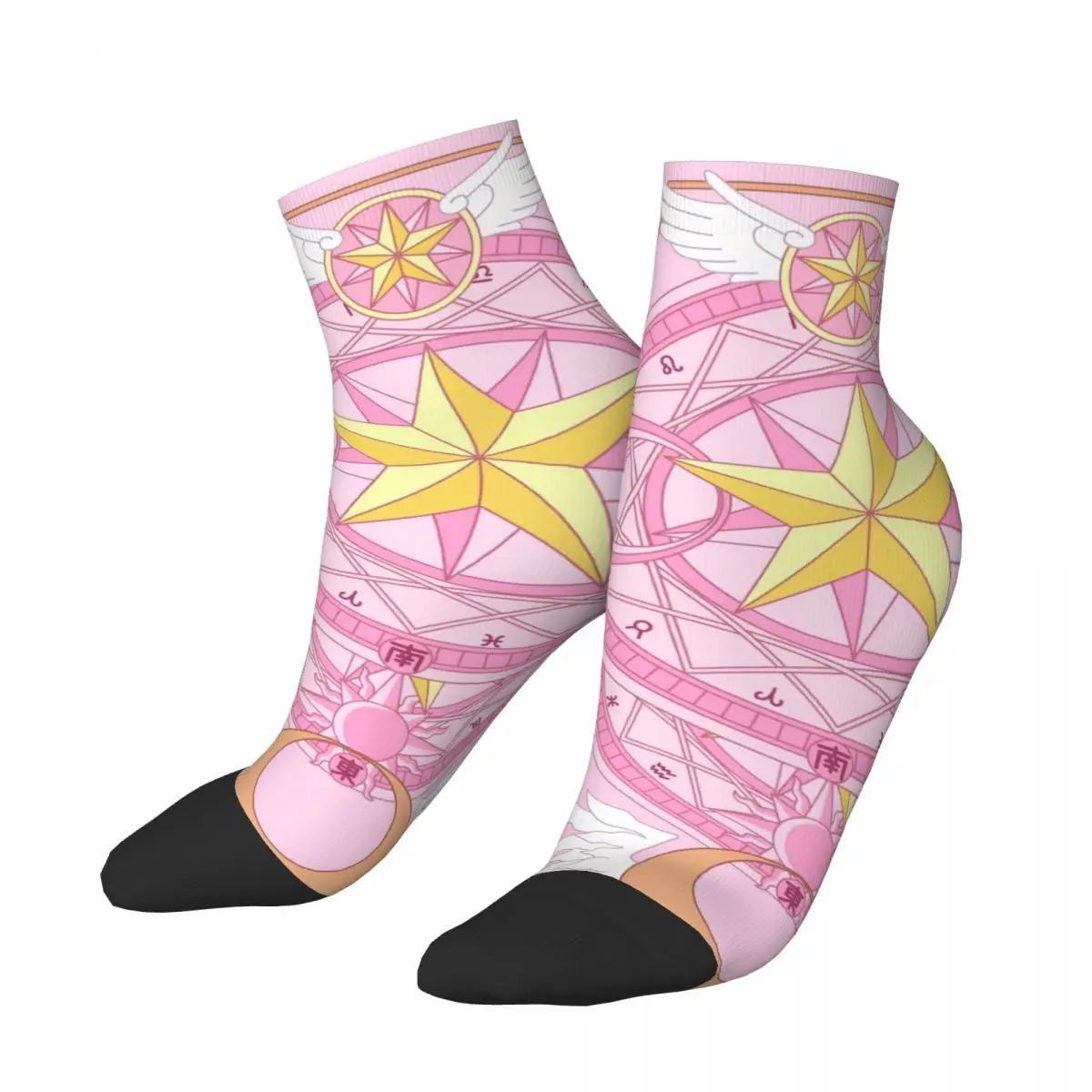 

Носки в стиле Харадзюку для мужчин и женщин, милые розовые баскетбольные, впитывающие пот, с рисунком аниме Cardcaptor Sakura, Осень-зима