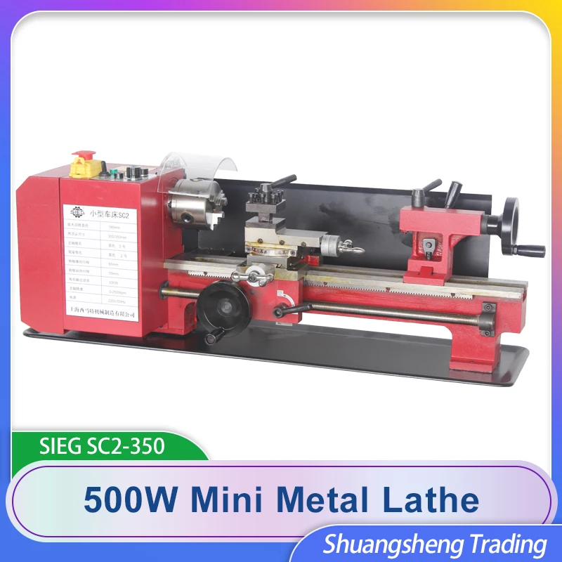 

7x14 inch precision metal lathe SIEG 500W motor+SC2-350mm variable speed mini lathe micro wood lathe