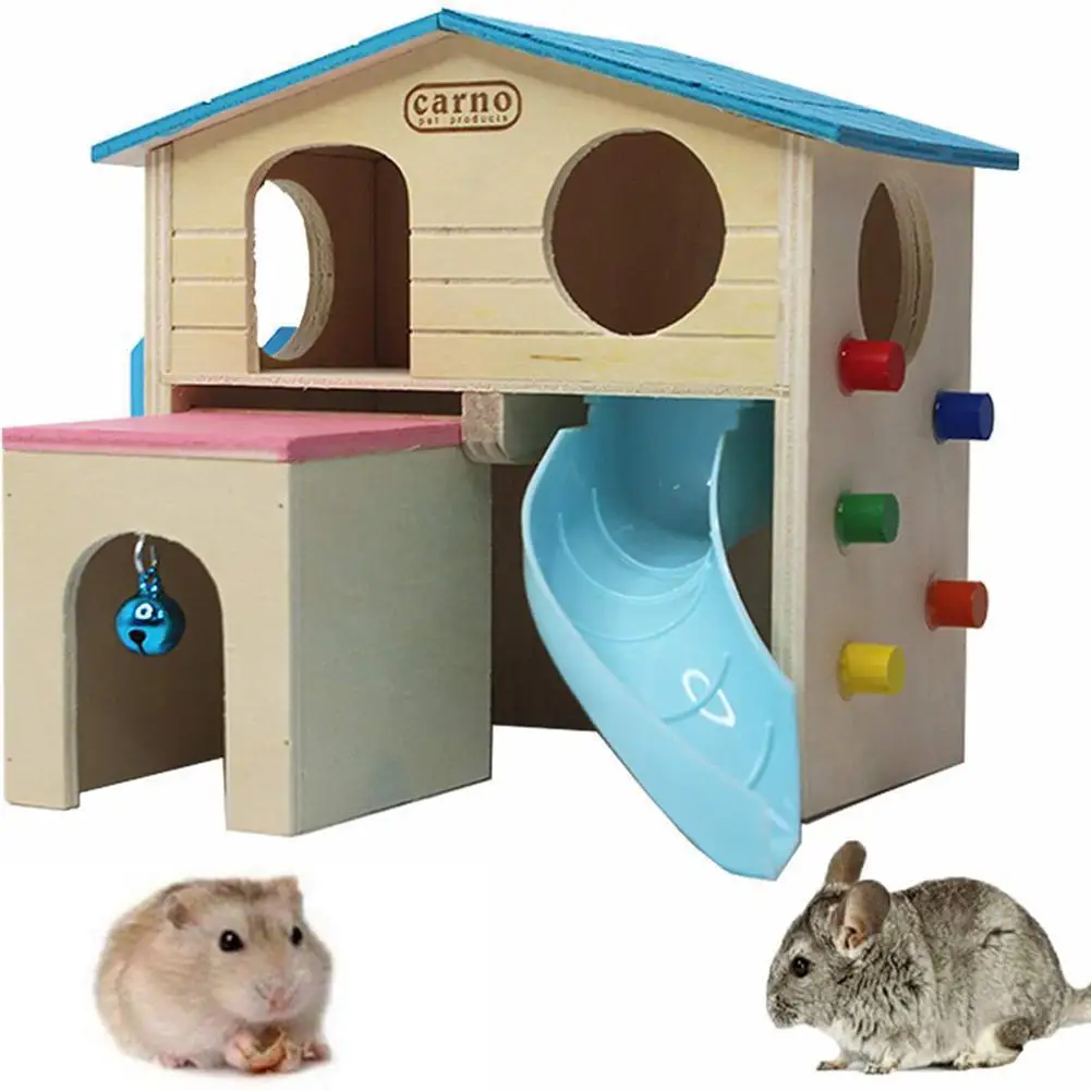 

Wooden Pet Fun House Hamster Cage Golden Hamsters Toys Sleeping Nest House Accessories Pet Supplies Pet Items