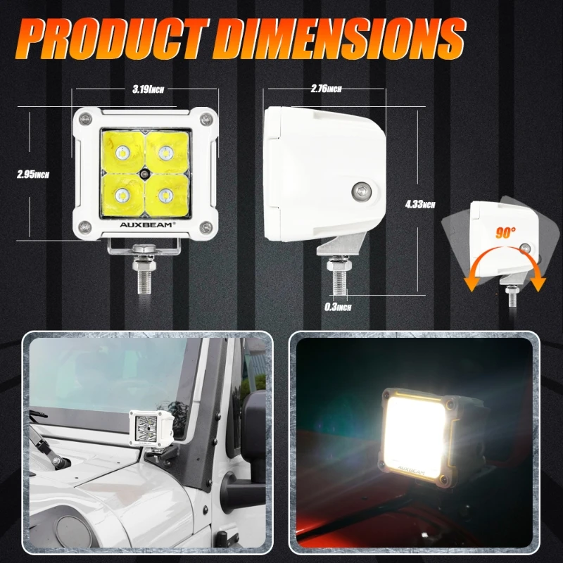 3-дюймовая квадратная фотолампа рабочая Рабочая лампа 40 Вт 6500K фара дальнего