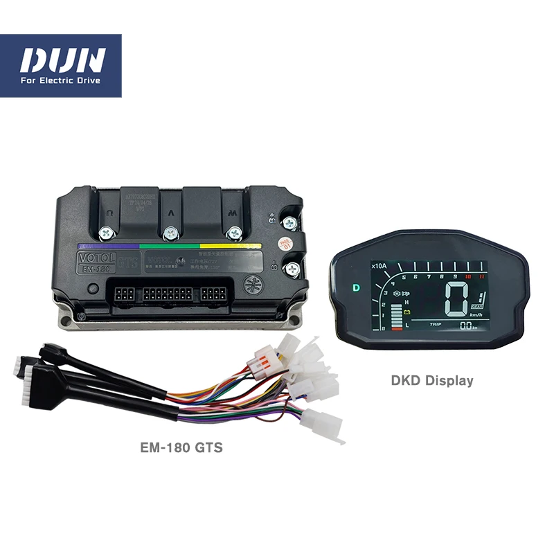 DUN/VOTOL EM-180 GTS 72V 160A DC Peak 250A Синусоидальный контроллер с дисплеем DKD для двигателя QS Mid