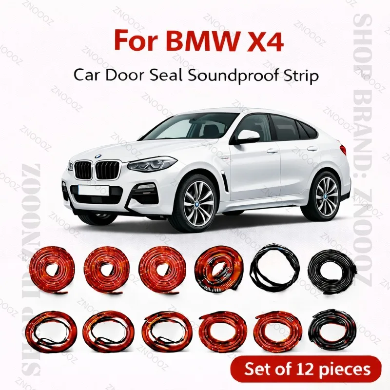 Фото Для BMW X4: Комплект из 12 штук резиновых уплотнителей дверных проемов, двухслойные, звукоизоляционные, пыле- и водонепроницаемые, защита от непогоды №1