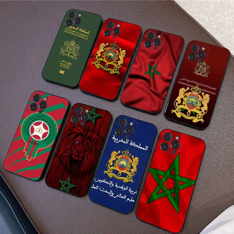 

Morocco Flag Coat Of Arms Passport Phone Case Silicone Soft for iphone 14 13 12 11 Pro Mini XS MAX 8 7 6 Plus X XS XR Cover