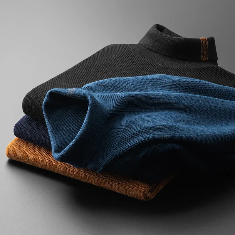 

2023 Europe Luxury New Men's Knitted Pullover High Collar Decal Designer Warm Autumn/Winter Quality Wool Sweater Men's Clothing
