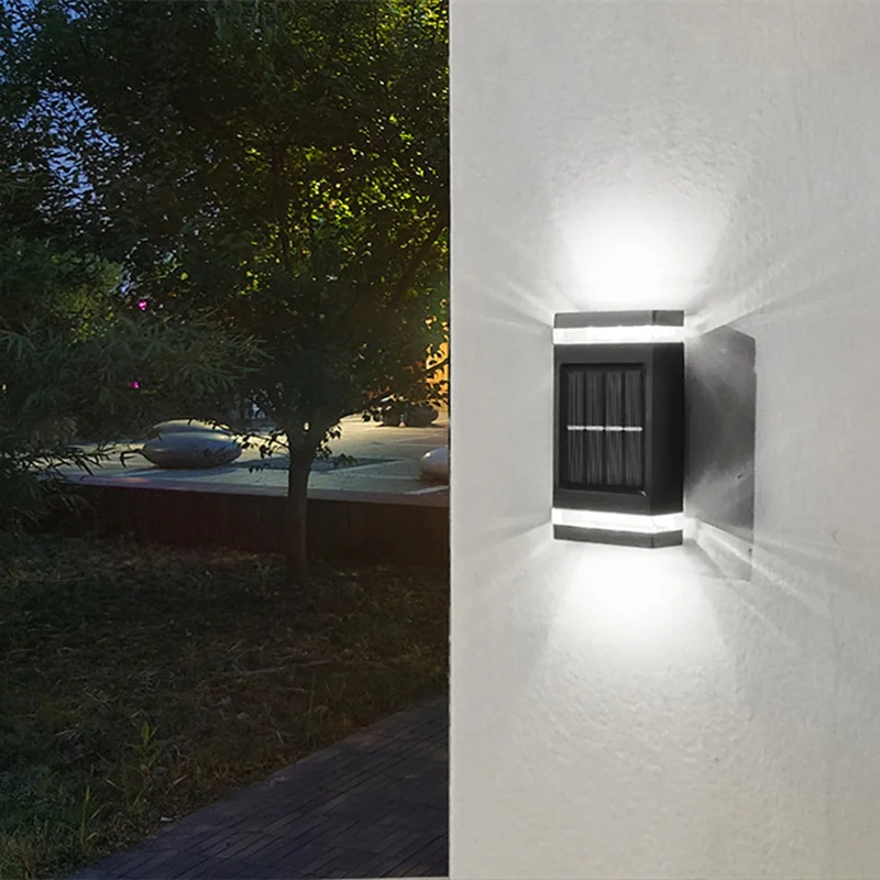 

8Pcs Courtyard IP65 Waterproof Solar Power Fence Lamp LED Up And Down Luminous Wall Lightings Streetlights Outdoor Garden Decor