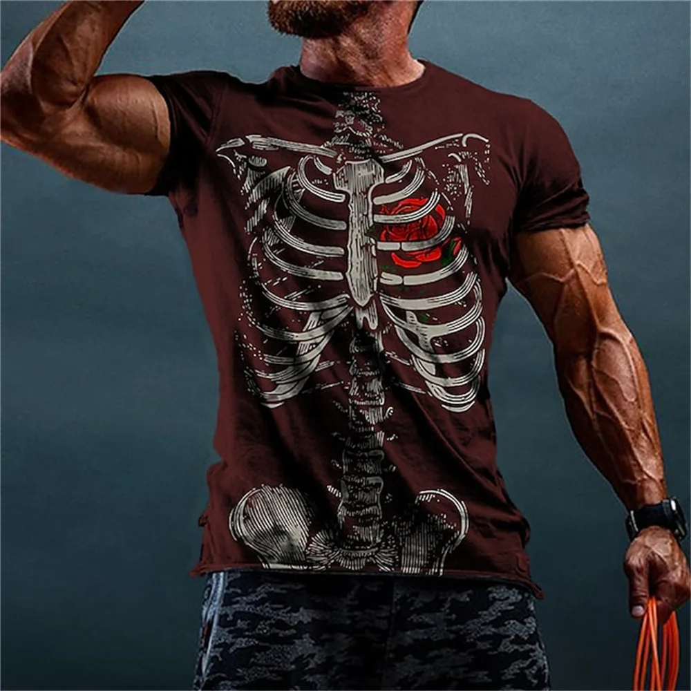 

Sport T Shirts For Man 3d Skeleton Heart Printed Male T-Shirt Oversized Men's Summer O-Neck Tee Top Everyday Casual Short Sleeve