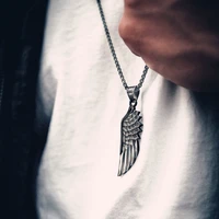 hot fashion feather mens pendant necklace punk vintage stainless steel box chain necklace mens jewelry gift