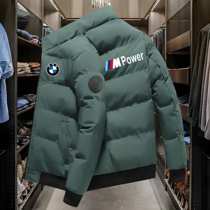 Фото Мужская зимняя утепленная куртка BMW 2026: новая модная модель с воротником-стойкой, повседневная, из плотного хлопка №4