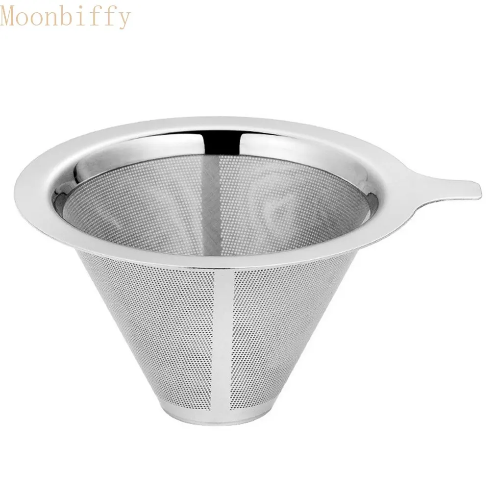 

304 Stainless Steel Coffee Filter Reusable Double Layer Cone Coffee Filter Baskets Pour Mesh Strainer Over Coffee Dripper Tools