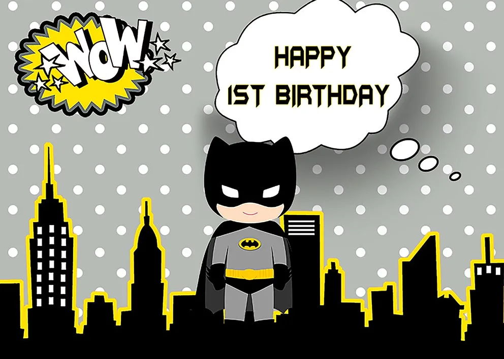 Черно-белый фон Бэтмен на день рождения для мальчика Uperhero будущей мамы баннер