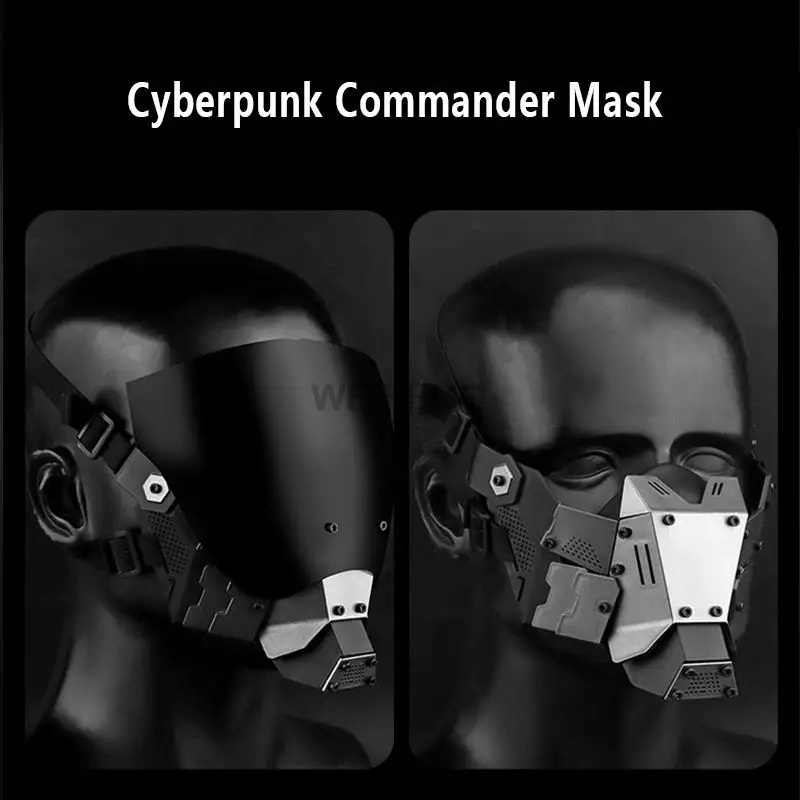 

Тактическая Маска Cyberpunk, полумаска командира, противотуманная маска, двухсторонняя дышащая маска командира, аксессуары для Хэллоуина и охоты