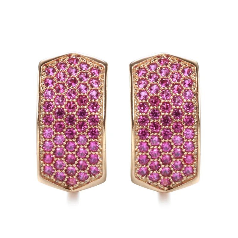 

Grier Ins Rose Gold Earring Fashion Rose Red Zirconia For Women Earrings Bridal Wedding Jewelry Party Gifts 2022 New