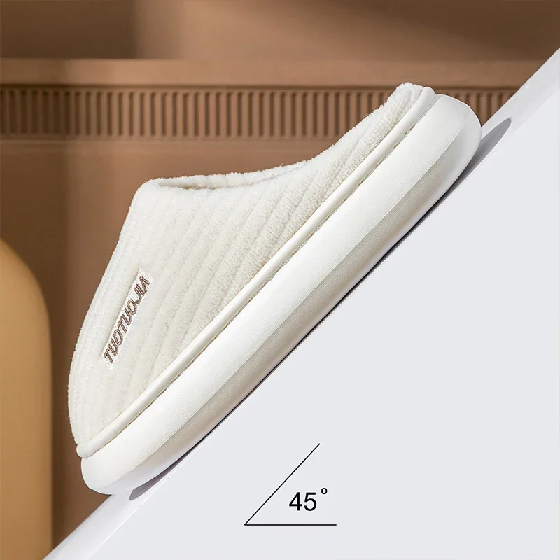 Парные тапочки домашние в полоску из пены с эффектом памяти пушистые