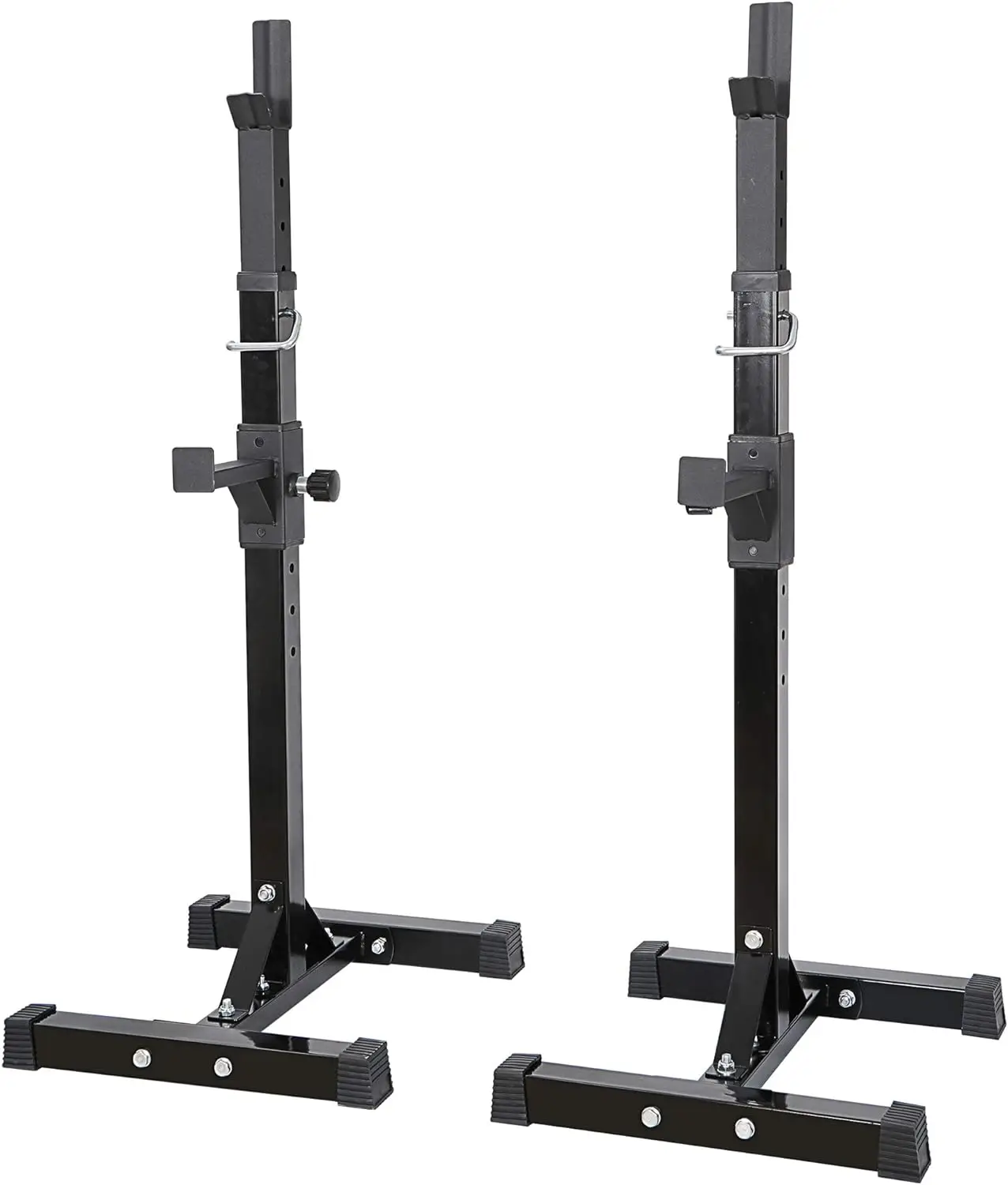 

Pair of Adjustable Height 45"-70" Professional Portable Dumbbell Racks Sturdy Steel Squat Rack Barbell Free Bench Press