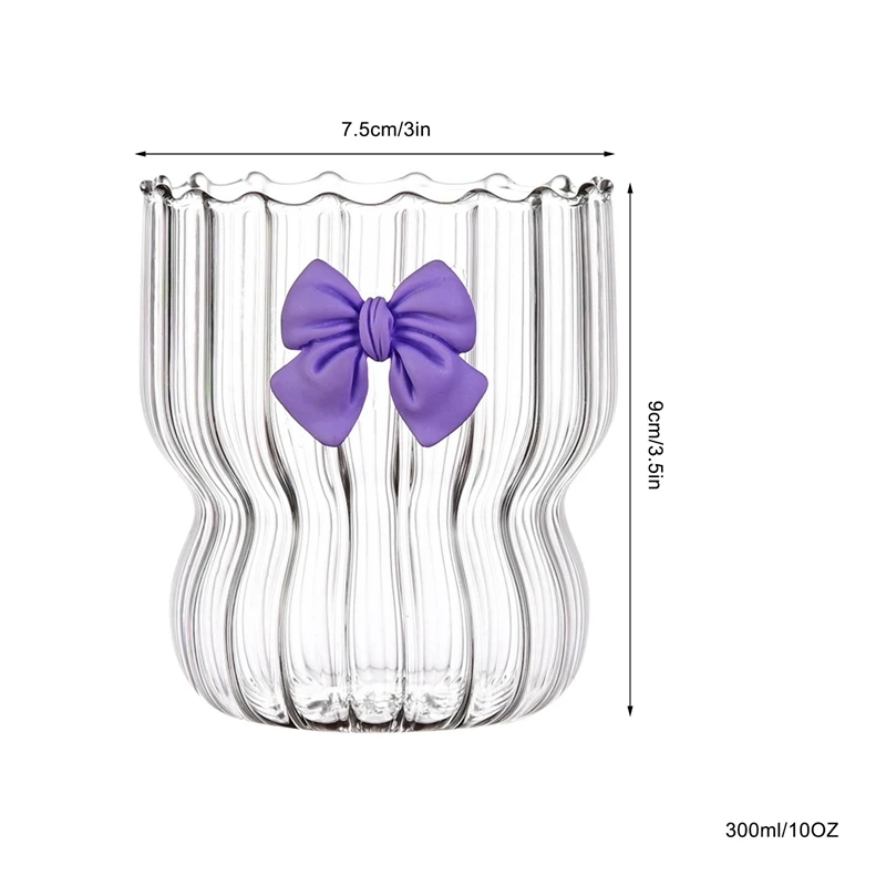 Винтажная Ребристая Стеклянная Чашка С Бантом И Волнистым Дизайном Для
