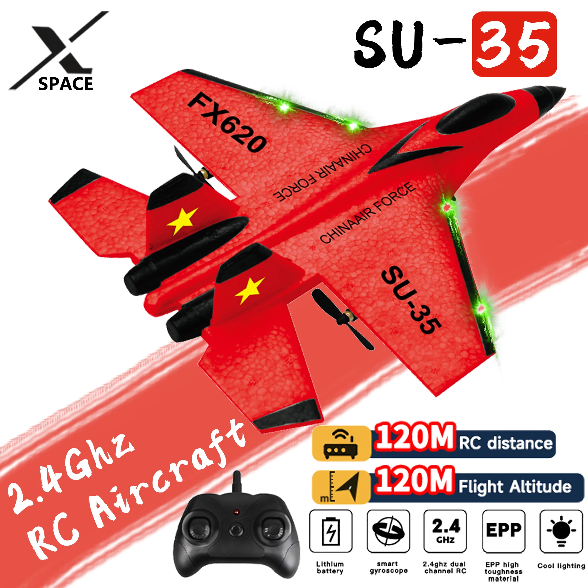

RC Plane SU35 2.4G With LED Lights Aircraft Remote Control Flying Model Glider EPP Foam Toys Airplane For Children Gifts
