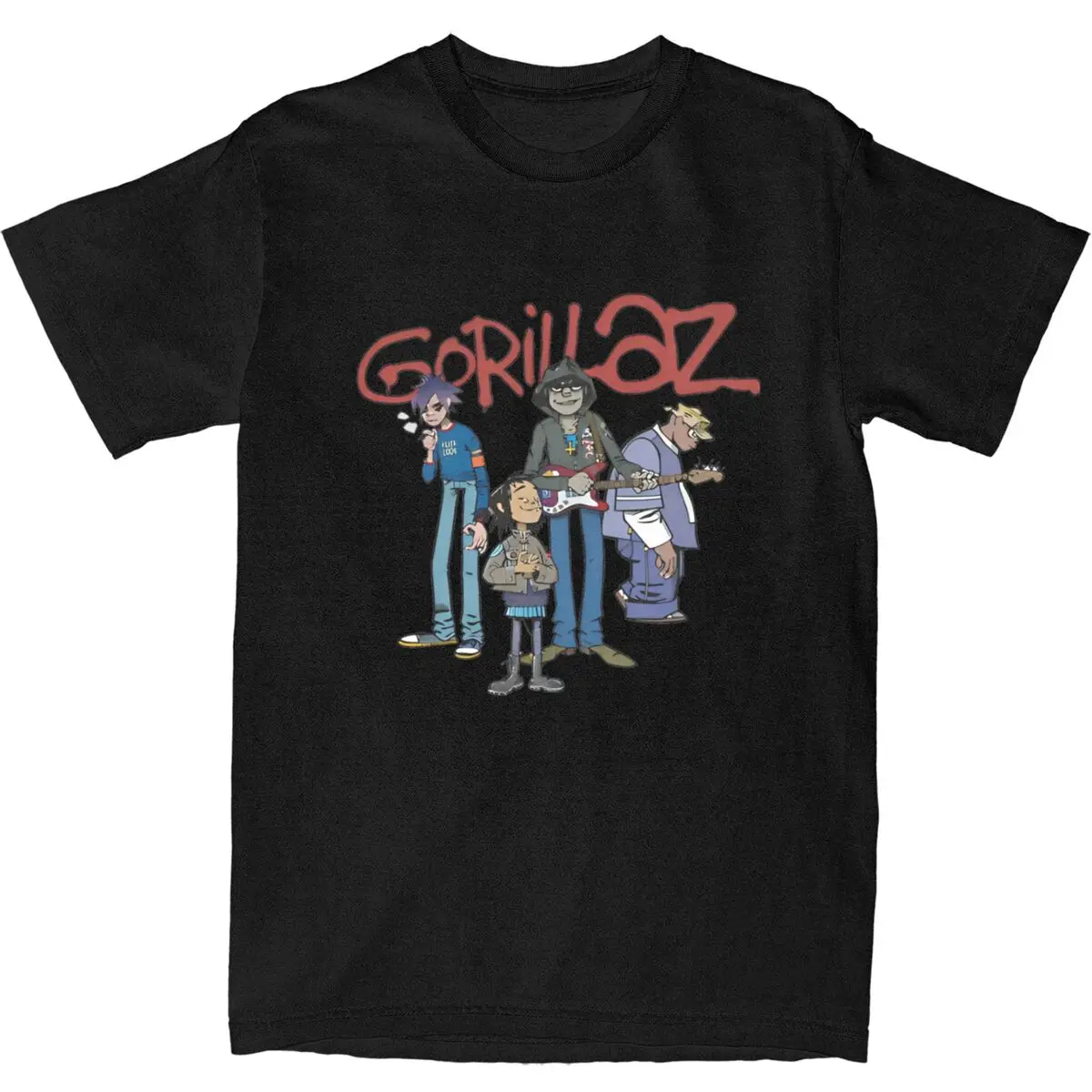 Футболка с принтом Gorillaz Band футболки Виртуальным в стиле Харадзюку уличная одежда