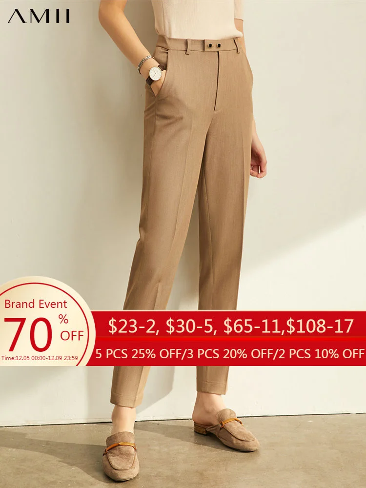 

Amii Spring Summer Pants Female Office Lady Solid High Waist Female Trousers Fashion Straight Suit Pants For Women 11960733