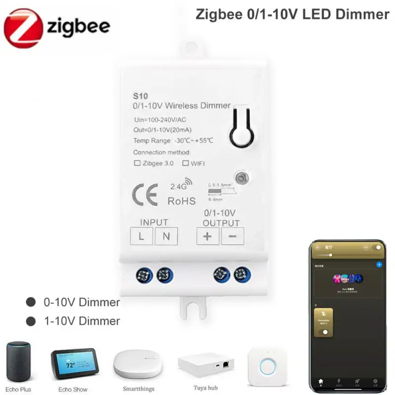 

Светодиодный регулятор яркости Tuya ZigBee, 0/1-10 В, дистанционное управление умным домом через Alexa Google Home Smart Life Need ZigBee Gateway