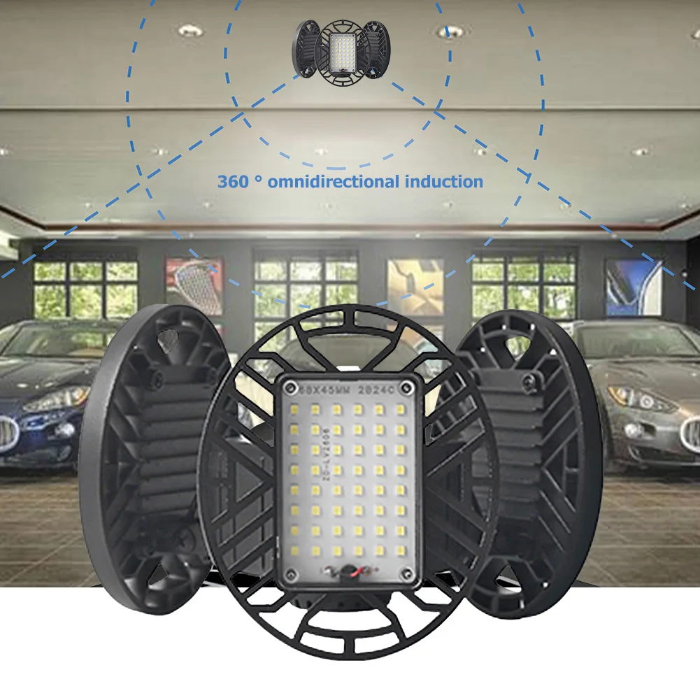 

LED Garage Lights Deformable E26 E27 144 LED Garage Lamp Foldable E27 Bulb 80W for Warehouse Factory Gym 85-265V