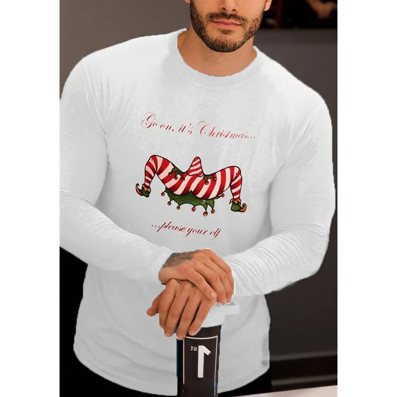 

Badassdude Christmas Printing Men's Casual Long Sleeved Shirt