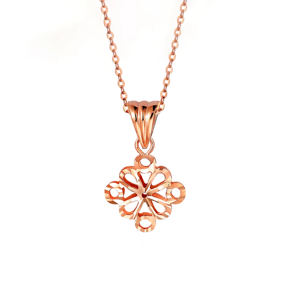 

Au750 цепочка из 18-каратного розового золота, подвеска с полым узлом на удачу, ожерелье с круглым звеньем, женский подарок
