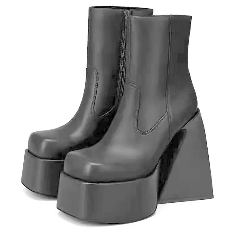 

2022 Spring and Autumn New Special-shaped Heel Thick-soled Ankle Boots Elastic Boots Fashion Casual Knight Boots Women's Boots