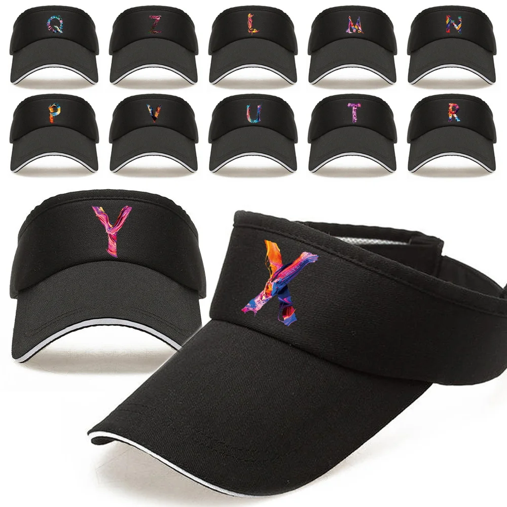 

Summer Breathable Sunscreen Hats Women's UV-proof Beach Visors Hat Outdoor Sport Baseball Caps Paint Letter Print Adjustable Cap
